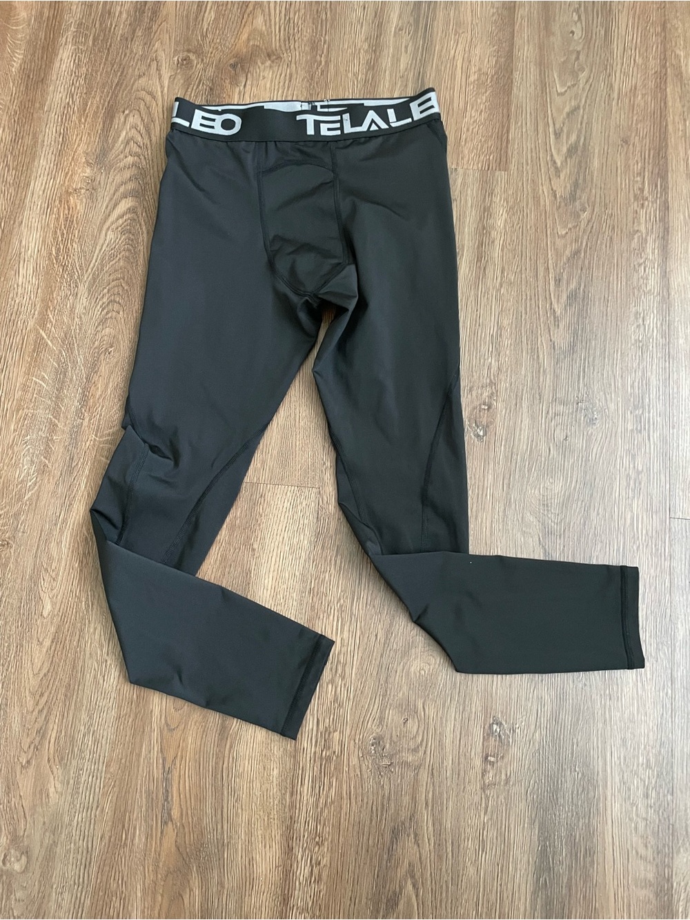 TELALEO Black Sports Performance Compression Leggings Boys Size L Athletic